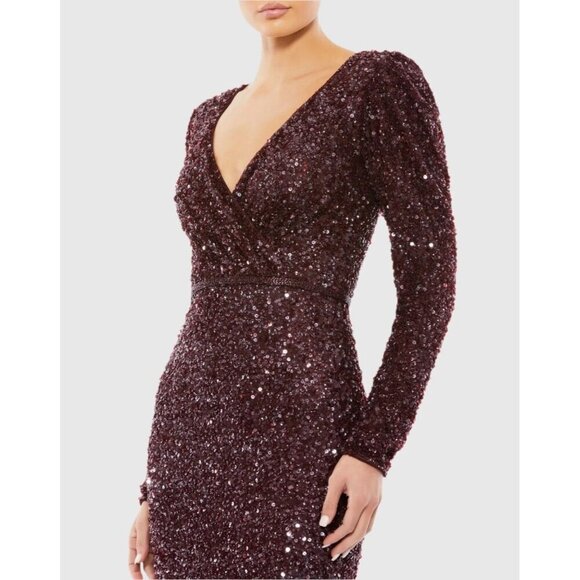 Mac Duggal Merlot Sequin Maxi Dress - Picture 2 of 11